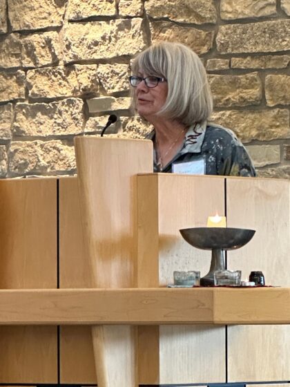 A congregation member at the pulpit