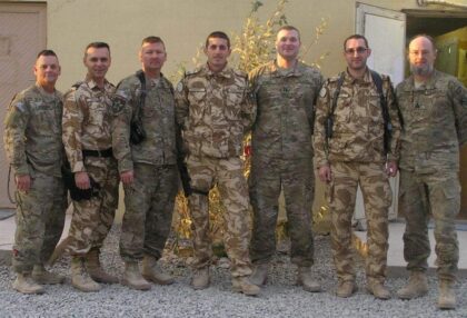 Group photo of men in military uniforms featuring CUF Member Charles Ruffner